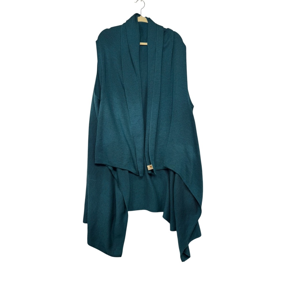 Pour Vous Baby Alpaca Silk Blend Draped Vest Teal Green One Size Made in Peru
